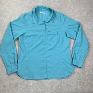 Columbia Silver Ridge Lite Shirt Womens Large Teal Blue Long Sleeve XL0545